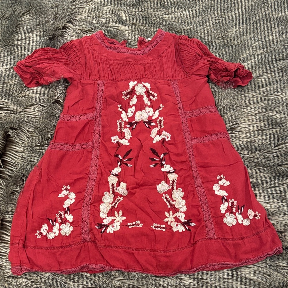 Charming Red dress with Floral Embroidery